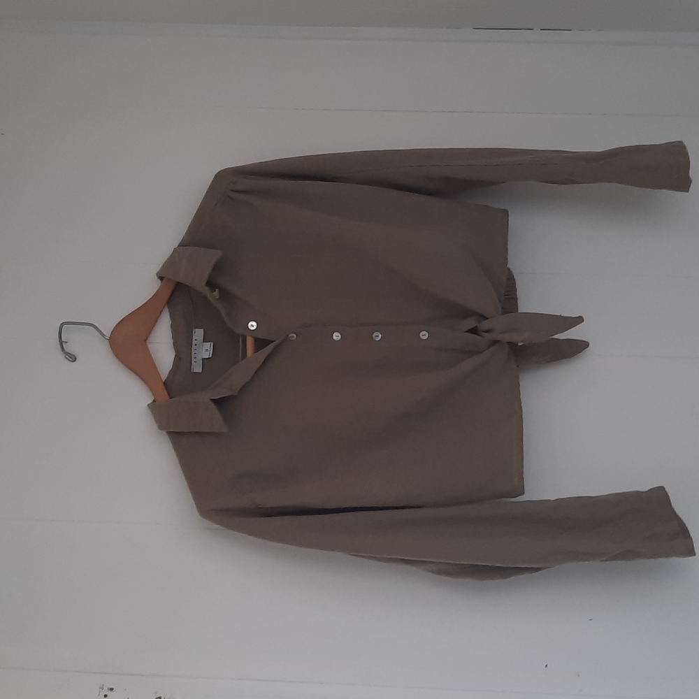 Favlux Olive green crop top raglan long sleeve, size small